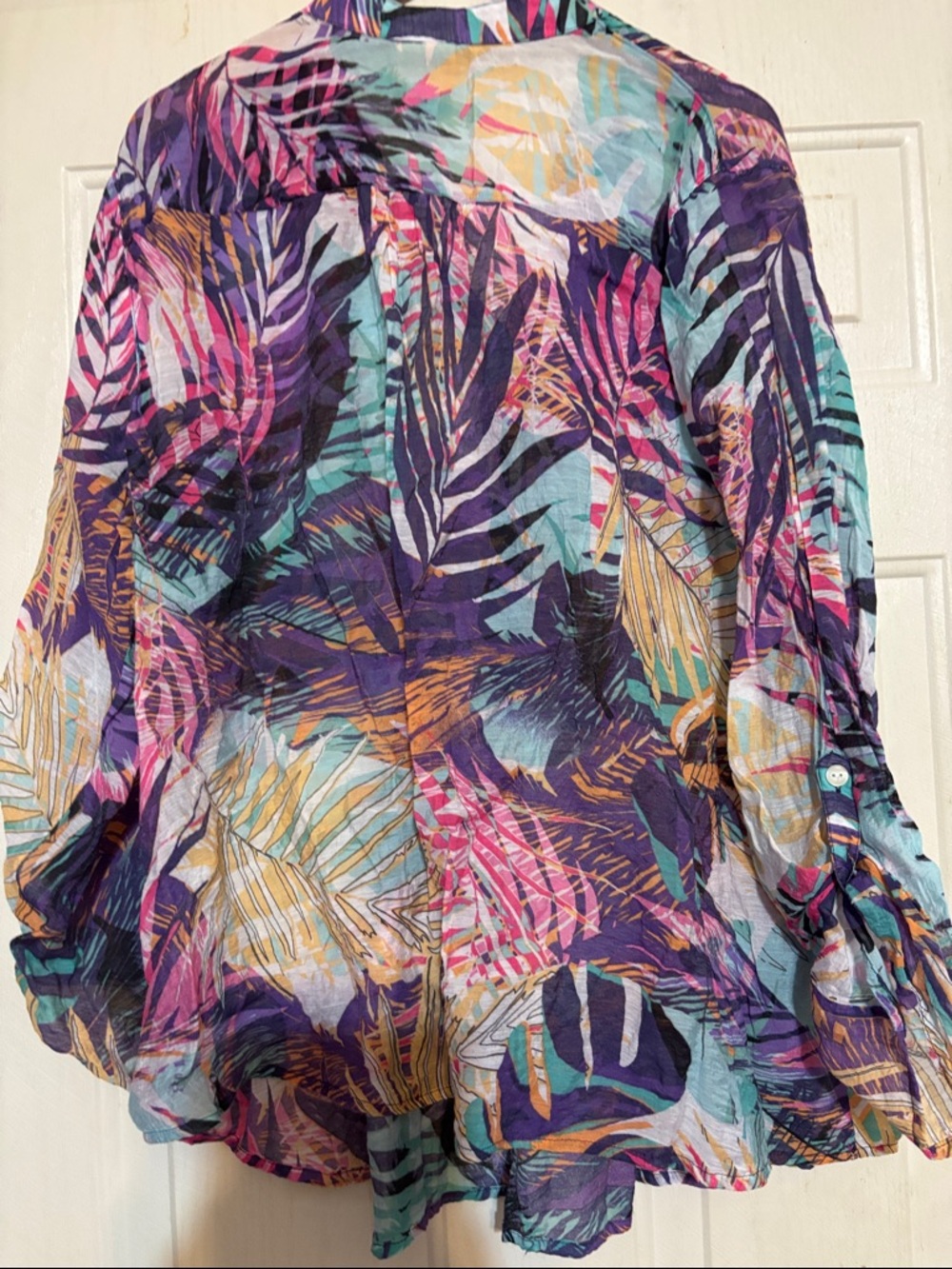 Ruby Rd. Multicolor Tropical Leaf Button-Front Blouse - Picture 5 of 6